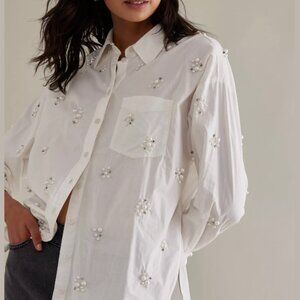 The Bennet Buttondown Shirt by Maeve: Pearl-Embellished Edition - size 1x - nwt
